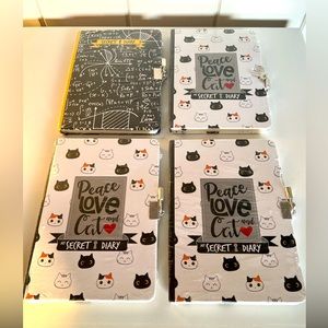 PEACE, LOVE AND CAT SECRET DIARY, SET OF 4